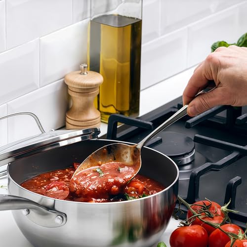 Abodpove Stainless Steel Cooking Spoon Set - 2pc Serving & Slotted Spoons