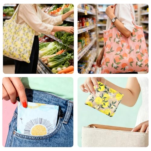 LLMSIX Foldable Reusable Grocery Bags - 3PCS Durable Tote Set
