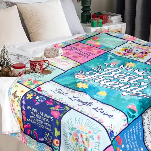 Best Friend Gift Blanket 50x60 Floral Throw for Women, Friendship Gift