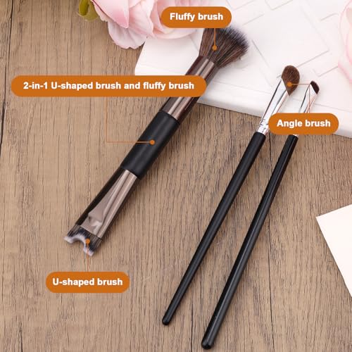 BOXOB 3pcs Sculpting Dual-End Nose Contour Brush Set with U-Shaped and Angled Makeup Brushes