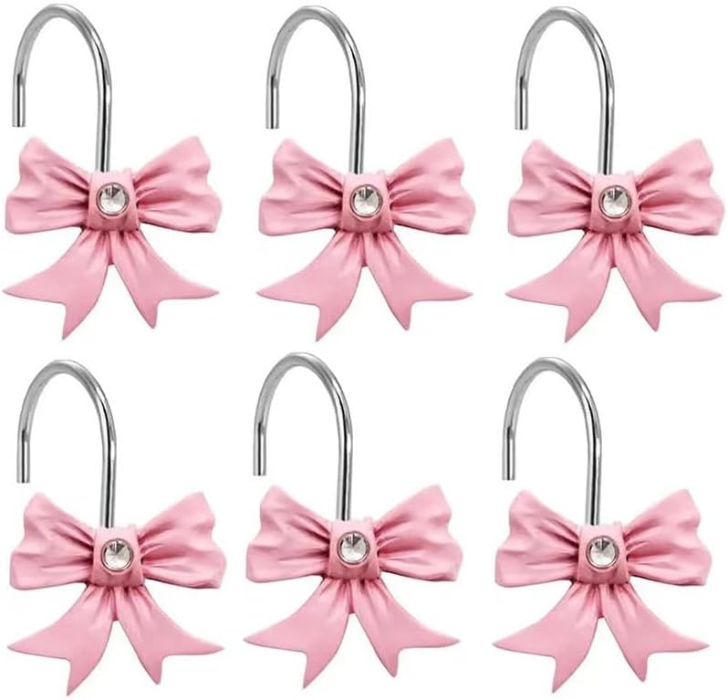 Skiennix Decorative Shower Curtain Hooks - Rust Resistant Bow Tie Design | Pack of 12 for Stylish Bathrooms