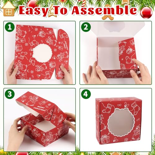 Multicolor Christmas Cookies Gift Boxes 12 Pack with Window Holiday Snack Treats
