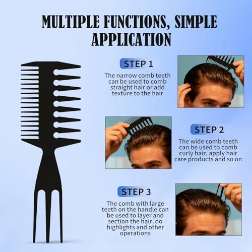gowwim 3-in-1 Styling Comb Wide Tooth Hair Detangling and Tail Comb