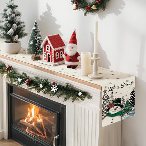 Artscope Christmas Table Runner – Let It Snow, 13x36 Inch Green