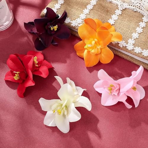 5-Piece Hawaiian Plumeria Flower Hair Clips Set for Beach Weddings