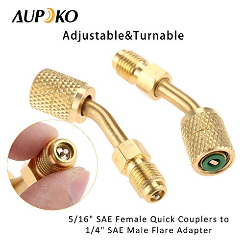 Aupoko R410A Mini Split Adapter - 5/16" SAE Female to 1/4" SAE Male (2 Pcs)