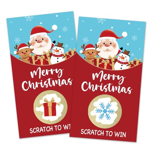Christmas Scratch Off Cards Set with Gold Stickers - 32 Pcs Holiday Party Game Supplies