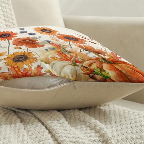 NIGHTWISH Fall Pillow Covers Set of 4 - Floral Pumpkin Decor