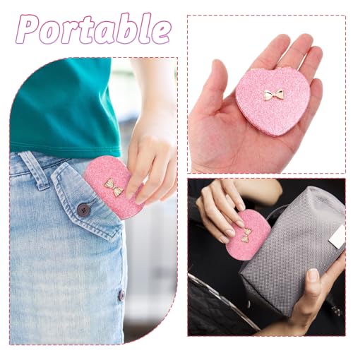 Giantree Cute Heart-Shaped Pocket Makeup Mirror - Portable Double-Sided Compact