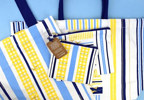 LoveVivid Coastal Pencil Pouch Set of 2 - 100% Cotton Canvas