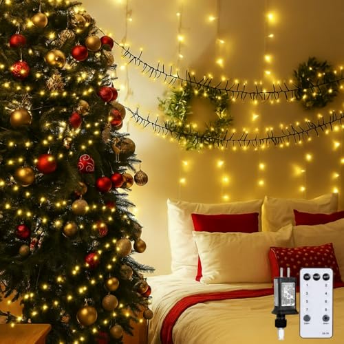 Warm Light 100Ft 2000 LED Christmas String Lights with Remote & 8 Modes