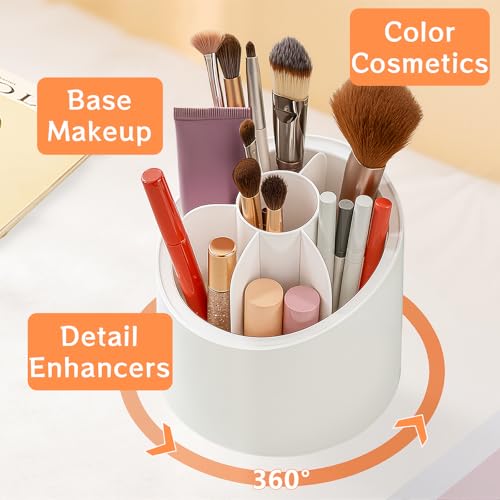 Zylkorb 360 Rotating Makeup Brush Holder Organizer with 6 Compartments