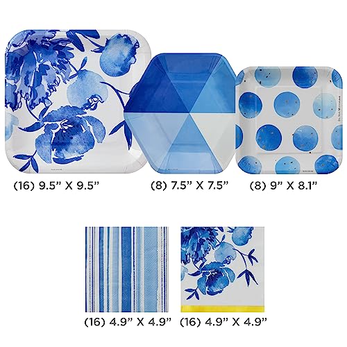 Hallmark Blue Floral Party Supplies Set for 16 Guests