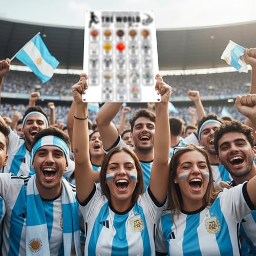 Soccer Championship Metal Poster - Evolution of World Cup Art (12x8 in)