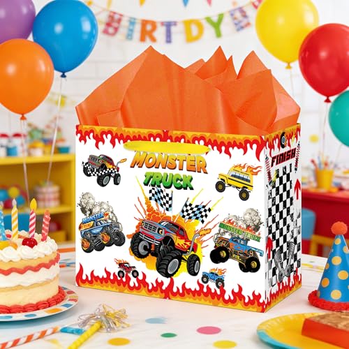 Animsco 13" Monster Truck Gift Bag with Card & Stickers
