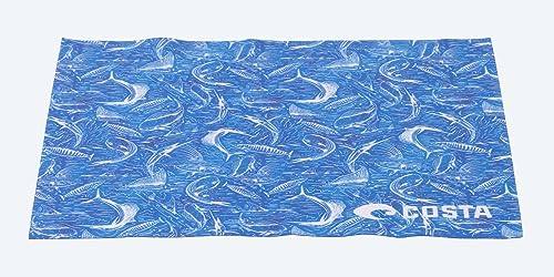 Costa Del Mar 5x7 Recycled Microfiber Cleaning Cloth - Vintage Fish Blue