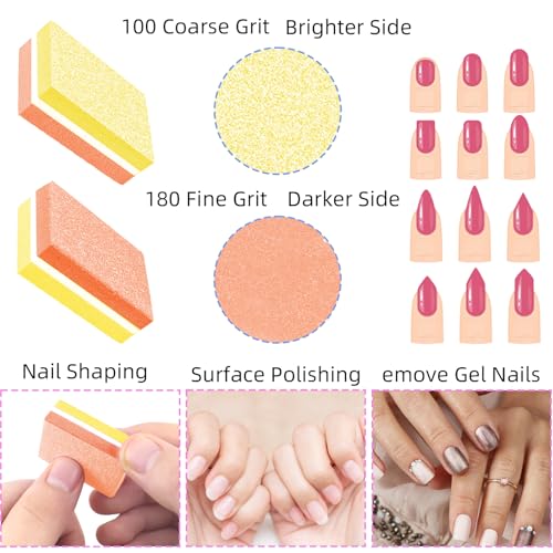 50 Pcs Mini Nail Buffer Blocks 100/180 Grit Dual-Sided Sponge Files