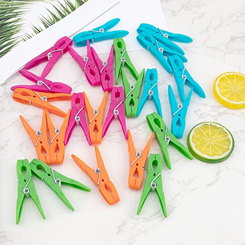 24Pcs Heavy Duty Plastic Clothespins for Laundry & Towel Clips
