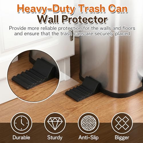 4 Pack Wall Protector Behind Trash Can Silicone Garbage Guard Black