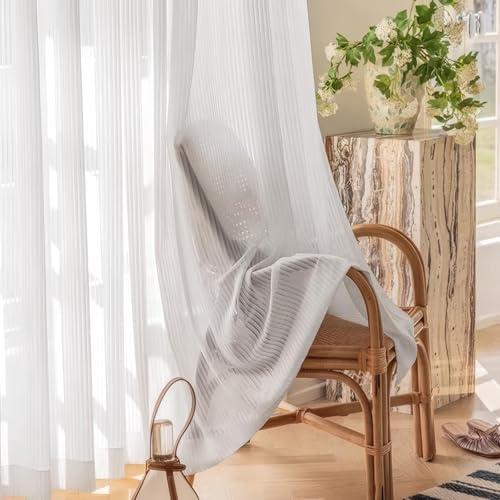 Jilron Sheer Curtains - White 27" x 41" Self-Adhesive Light Filtering