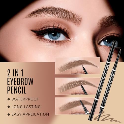 CLLFUU Waterproof Precision Micro Eyebrow Pencil Taupe 2 Pcs