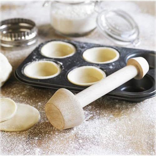 Wooden Double-Sided Tart Tamper and Pastry Crust Pusher - 14.8 cm