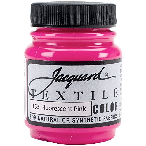 Jacquard Textile Color Fabric Paint - Fluorescent Pink, 2.25 Oz Jar