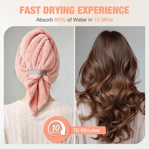 Super Absorbent Microfiber Hair Drying Towels - 3 Pack for Curly Hair