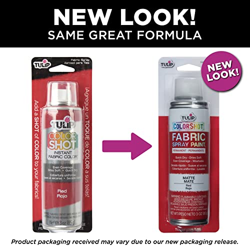 TULIP ColorShot Fabric Spray Paint - Red, 3 oz, Matte, Washable & Quick-Drying