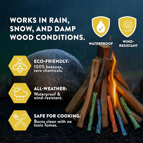 FireSTARTERZ 100% Beeswax Fire Starters - Natural & Waterproof (10 Pack)