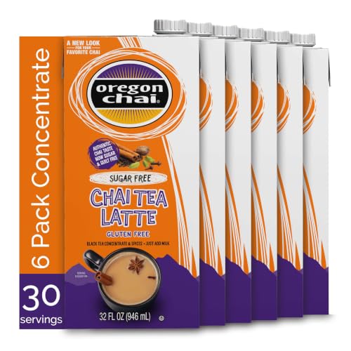 Oregon Chai Sugar Free Chai Tea Concentrate, 32 Fl Oz (Pack of 6)