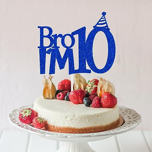 Happy 10th Birthday Cake Topper - Bro I'm 10 Decoration for Boys