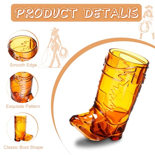Cowboy Boot Shot Glasses - 12 Pcs 1 Oz Mini Plastic Brown Boot Cups
