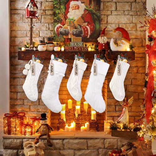 5-Pack Christmas Knit & Plush Stockings Set - White, 15 & 18 Inch Variations