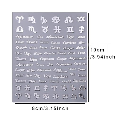 MOLILON Gold Zodiac Nail Art Stickers 3D Constellation Decals 3 Sheets