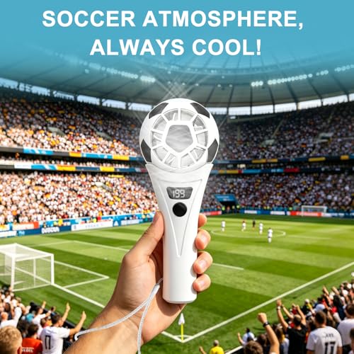 SZO Soccer-Style Handheld Fan, Rechargeable Clip-On Fan, Black & White