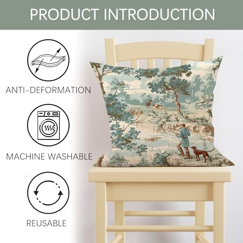 Fjfz French Country 18x18 Inch Decorative Throw Pillow Covers Set of 2 - Cotton Linen