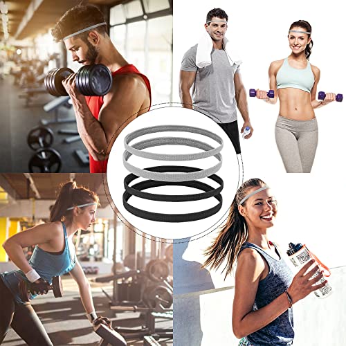 Sibba 4-Piece Athletic Sports Headbands Non-Slip Elastic Thin Hair Bands for Men and Women