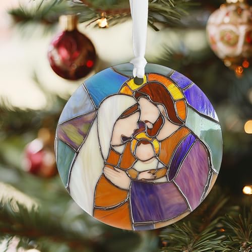 Stained Glass Nativity Ornament - Mary, Joseph & Baby Jesus