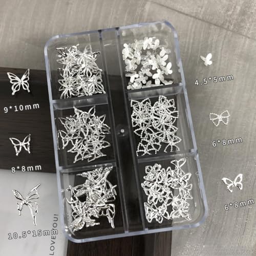 Butterfly Gold Nail Charms and Bow Rhinestones - 2 Boxes