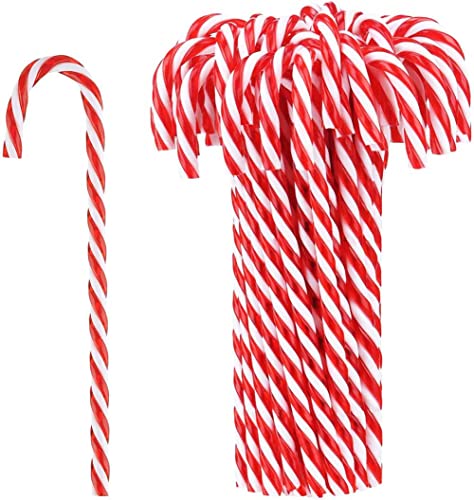 12 Red and White Plastic Candy Cane Christmas Ornaments - Holiday Tree Decor