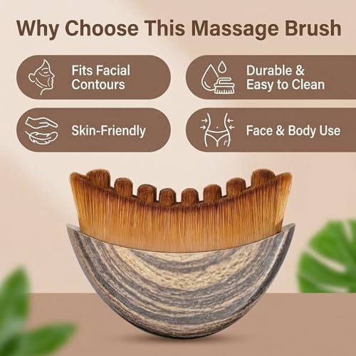 Lymphatic Contour Face Brush Soft Dry Brushing Beauty Tool 2 Pcs
