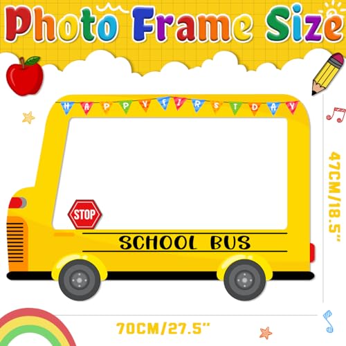 23-Piece Back to School Photo Booth Props Set with School Bus Frame