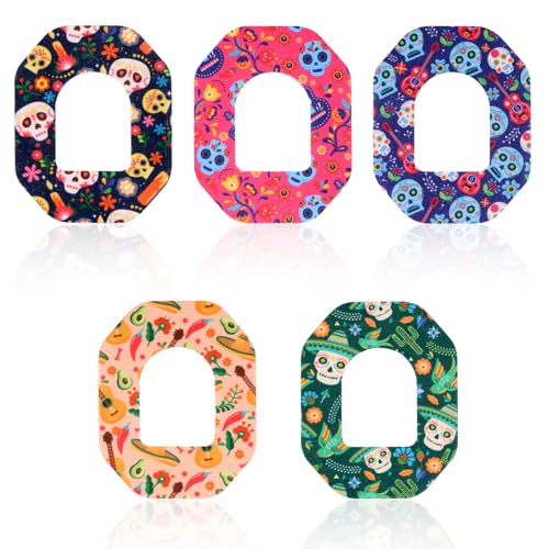 25pcs Adhesive Patches for Omnipod 5, Colorful CGM Overpatch Breathable Waterproof Sensor Covers Compatible with Omnipod (Day of The Dead Style)