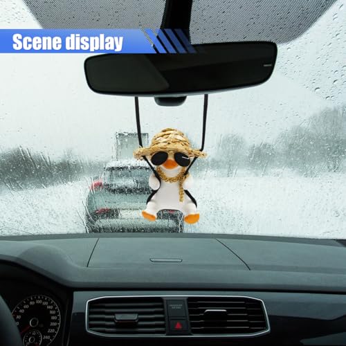 Swinging Duck Car Rear View Mirror Charm - Cute Auto Decoration