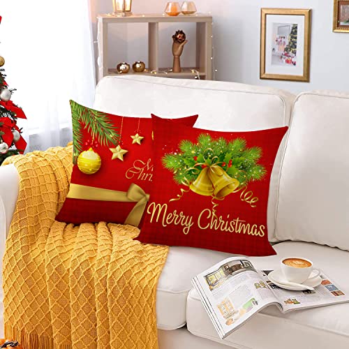Neatee Living Christmas Pillow Covers 12x12 Set of 4 Velvet Xmas Cushions