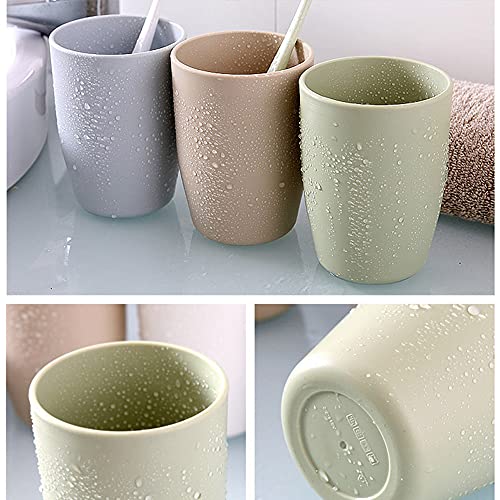 ALINNA Reusable Bathroom Tumbler Cup Set - 400ml Wheat Straw (3 Pack)
