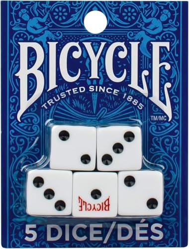Bicycle 5-Pack Premium D6 Dice Set for Poker & Games - 16mm