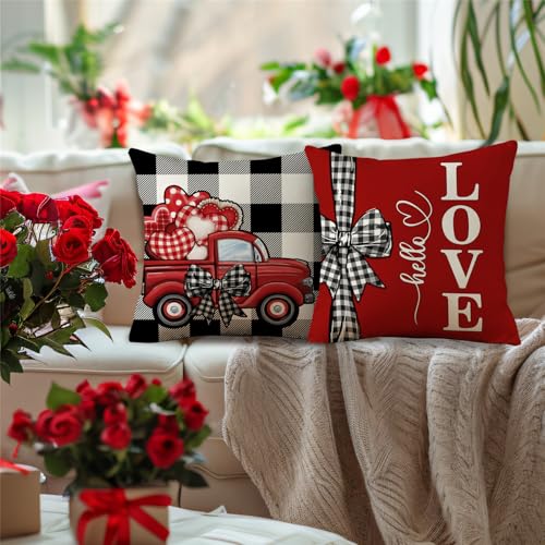 Forever Love You Throw Pillow Covers Set of 4 - 18x18 Valentine’s Day Decor