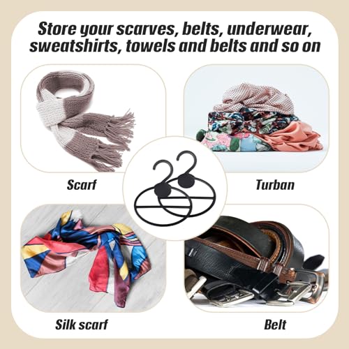25 Pcs Black Scarf Hanger Organizer - Space Saving Clothes Storage